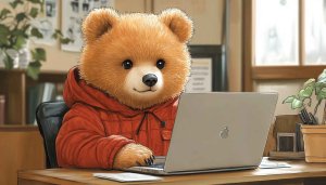 Bear Wallpaper: Cute Laptop User, Animal Desktop Background, 4K