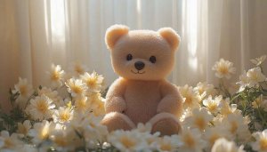 Cute Teddy Bear Wallpaper with Flowers for Desktop Background