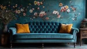 Teal Floral Wall Decor Wallpaper for Home and Desktop
