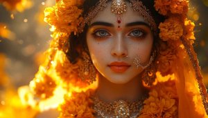 Diwali Wallpaper: Hindu Goddess Floral Portrait 4K Desktop Backgrounds