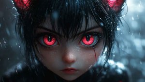 Anime Girl Wallpaper: Red Eyes, Cat Ears, 4K Resolution