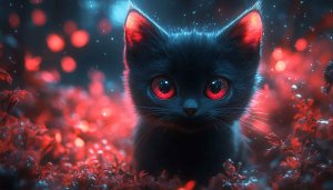 Black Cat Wallpaper, Red Eyes, Halloween Theme, Spooky Cat, Dark