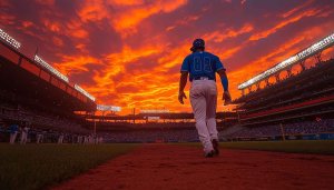 Baseball Wallpaper: Player Walking Off Field at Sunset, Sports Wallpaper
