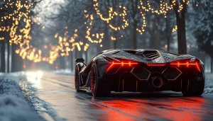 Lamborghini Car Wallpaper: Exotic Sports Car on Snowy Road