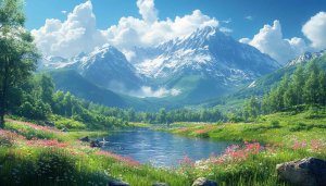 Mountain Lake Wallpaper, Nature Landscape Wallpaper, Scenic View Wallpaper