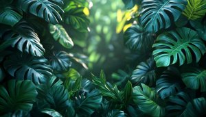 Monstera Plant Wallpaper, Green Leaf Wallpaper, Tropical Plant Backgrounds