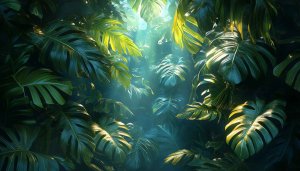 Lush Green Monstera Leaves Wallpaper for Desktop and Phone