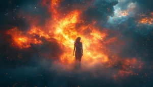 Fiery Woman Silhouette Wallpaper: 4k, HD, Desktop, Laptop