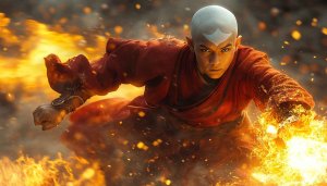 Avatar The Last Airbender Wallpaper: Aang with Fire Bending 4K
