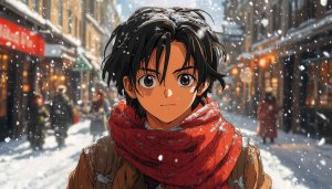 Anime Winter Wallpaper: Snow Day in City for Desktop & Mobile