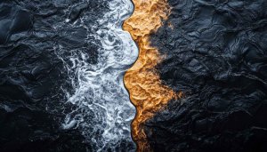 Abstract River Wallpaper: Water, Gold, and Dark Textures for Desktop