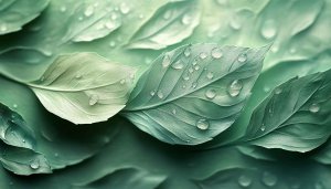 Green Leaves Wallpaper: Nature, Water Drops, Plant, Background