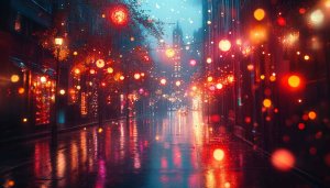 Rainy City Lights Wallpaper, Night Bokeh Wallpaper, Wet Road