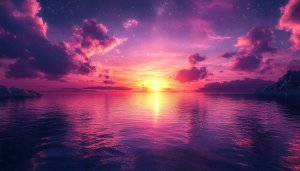 Pink Sky Wallpaper, Ocean Sunset Wallpaper, 4K Desktop Background