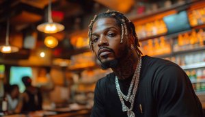Rapper Wallpaper: Trendy Hairstyle, Stylish Jewelry, Modern Portrait Art