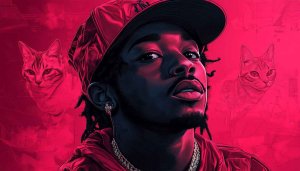 Rapper Wallpaper With Cats Art | Musician Wallpaper for Desktop