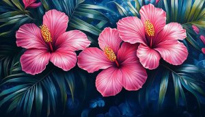 Pink Hibiscus Flower Wallpaper, Floral, Tropical Background for Desktop
