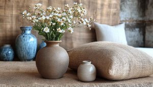 Aesthetic Flower Wallpaper, Ceramic Vase Photography, Still Life Decor 4K