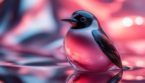 Abstract Bird Wallpaper: Pink, Blue, Glass, Artistic for Desktop
