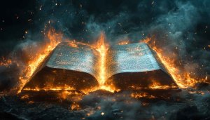 Fiery Book Wallpaper: Fantasy Flame HD Background for Desktop