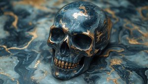 Skull Wallpaper: Unique Gold Art, Macabre, Aesthetic Laptop Background
