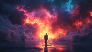 Astral Sky Wallpaper, Man Silhouette, Galaxy Backgrounds, 4k Desktop Images