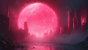 Pink Planet Wallpaper: Cityscape, Space, Sci-Fi, Desktop Background