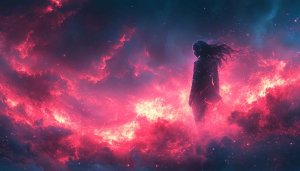 Nebula Wallpaper: Galaxy Girl Silhouette 4K Wallpaper for Desktop