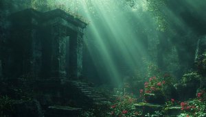 Ancient Ruins Wallpaper, Forest Landscape, 4k Desktop Background