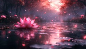 Pink Lotus Flower wallpaper, Nature Aesthetic, Blossom Reflection, 4K