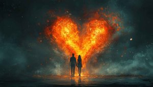 Fiery Heart Love Wallpaper for Desktop, Romantic 4k Backgrounds