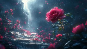 Rose Wallpaper: 4K Aesthetic Rainy Rose Garden Background