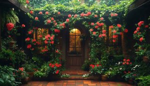 Red Rose Garden Aesthetic Wallpaper for Laptop and Phone