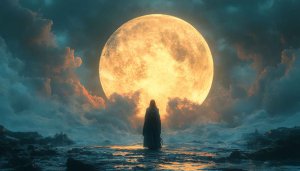 Full Moon Wallpaper, Fantasy Landscape Wallpaper, Night Wallpaper, Ocean Wallpaper
