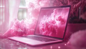 Aesthetic Laptop Wallpaper: Pink Clouds & Dreamy Workspace for Desktop