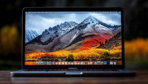 Mountain Landscape Wallpaper on MacBook Pro Screen for Desktop