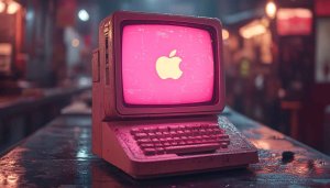 Retro Apple Computer Wallpaper, Pink Aesthetic, Tech Wallpaper, Old School