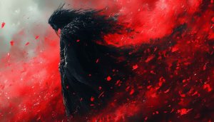 Ethereal Dark Figure Red Mist Art Illustration Wallpaper