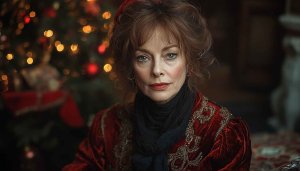 Elegant Christmas Lady Portrait Wallpaper for Desktop and Mobile