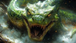 Ferocious Dragon Wallpaper: Green Fantasy Creature Art for Desktop & Mobile