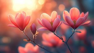 Magnolia Blossom Wallpaper: Pink Flower Aesthetic Background for Desktop, Laptop