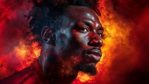 Athlete Portrait Wallpaper: Fiery Sports Background for Desktop and Mobile