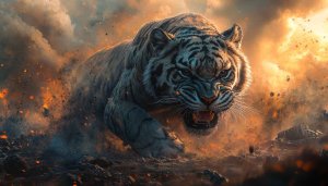 Angry Tiger Wallpaper: Roaring Wildcat in 4k Wallpaper for Desktop
