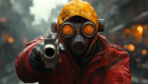 Gas Mask Wallpaper: Post-Apocalyptic Gunman 4k Resolution Desktop Background