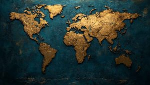 Gold World Map Wallpaper for Desktop, Laptop - 4K Resolution