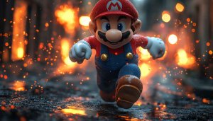 Super Mario Wallpaper 4K: Running Through Fire, High-Resolution Gaming