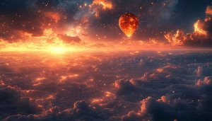 Fantasy Hot Air Balloon Wallpaper, Sunset Sky Cloudscape Backgrounds
