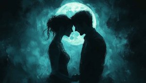Couple Silhouette Wallpaper, Romantic Moon Background, Love Theme