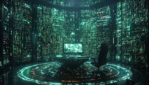 Matrix Code Room Wallpaper: Digital Future, Tech Backgrounds, 4K Visuals
