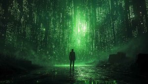 The Matrix Wallpaper: Green Code Cityscape 4K Wallpaper for Desktop
